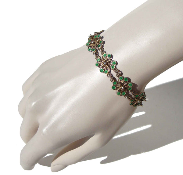 Vintage 40s 800 Silver Enameled Bracelet