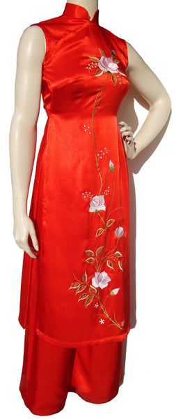 Red Vietnamese Dress - Metro Retro Vintage