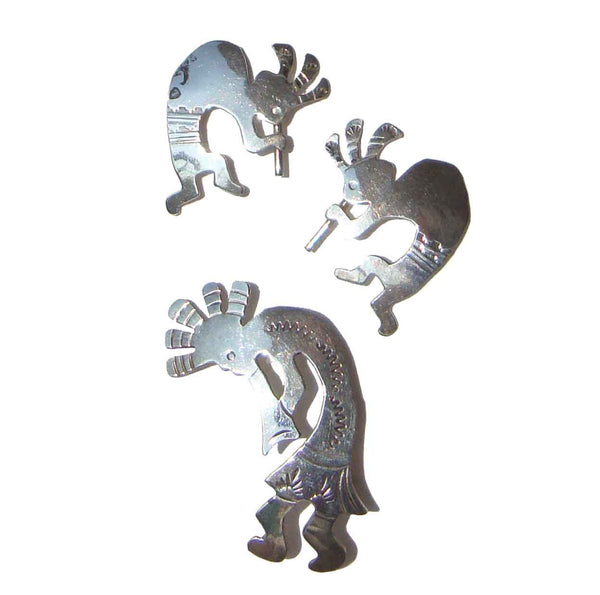 Vintage Sterling Silver Kokopelli Brooch & Earrings Set – Signed HB