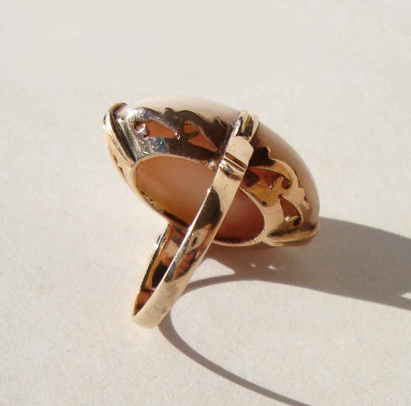 Art Deco Coral Ring - Metro Retro Vintage