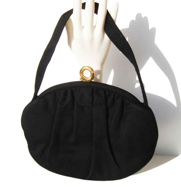 Vintage 50s Coblentz Handbag Black Felt Evening Bag & Change Purse