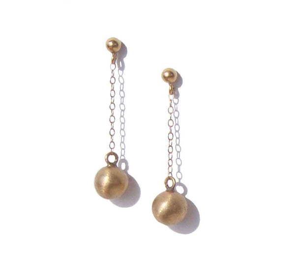 Vintage 14K Gold Earrings Mod Go Go Ball Dangle Drops 