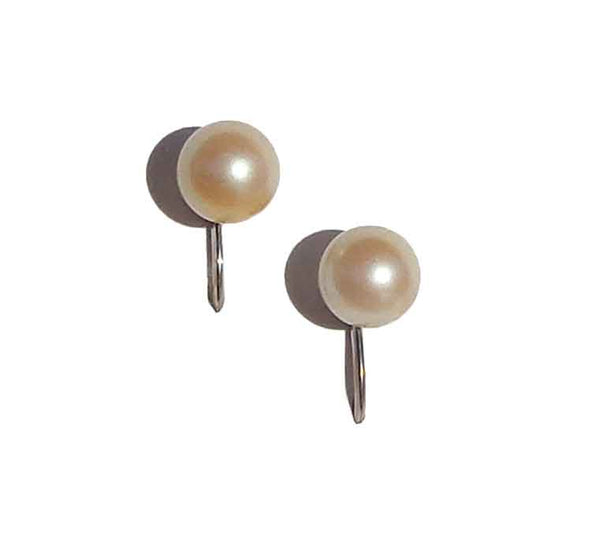Vintage 60s Cultured Pearl & Sterling Silver Earrings – Signed