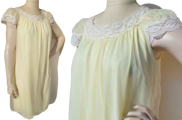 Vintage 60s Babydoll Nightgown Yellow Chiffon S / M – Aristocraft