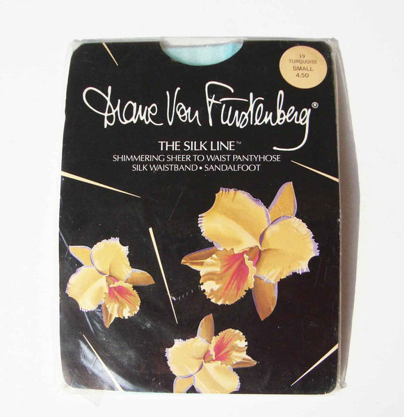 Vintage 70s Turquoise Pantyhose Diana Von Furstenberg Lingerie