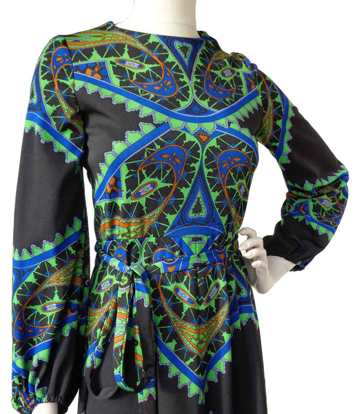 Vintage Psychedelic Floral Maxi Dress 