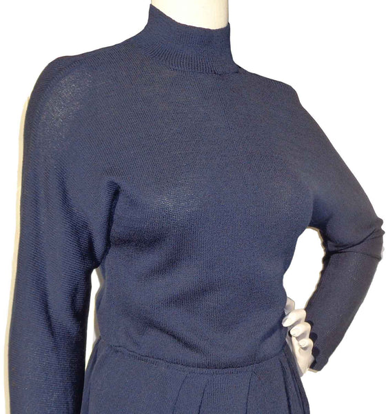 Vintage Blue Wool Knit Dress - St. John