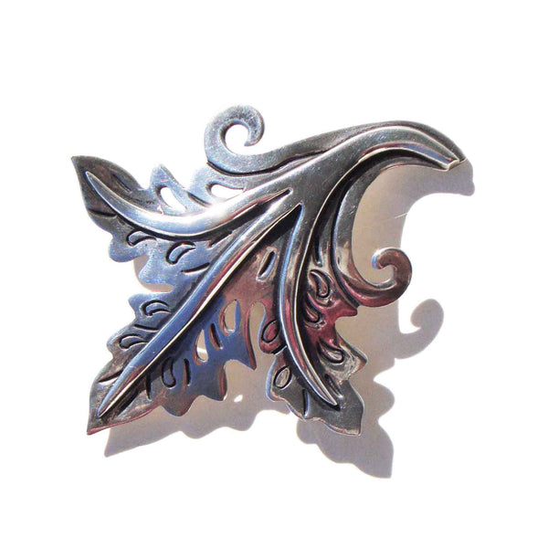 Vintage Serafin Moctezuma Leaf Brooch Taxco Sterling Silver Pin – Pre-Eagle