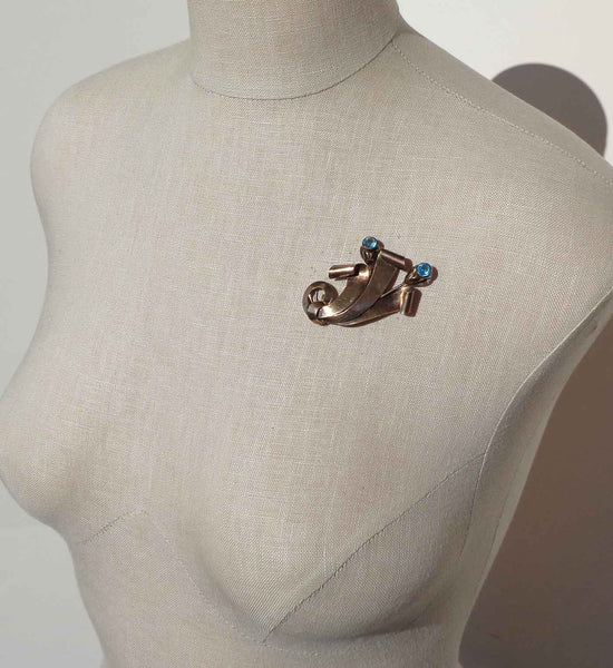 Carl-Art Ribbon Aqua Pin - Metro Retro Vintage