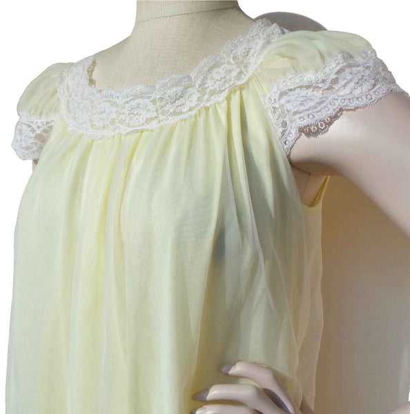 Vintage Yellow Chiffon Nightgown