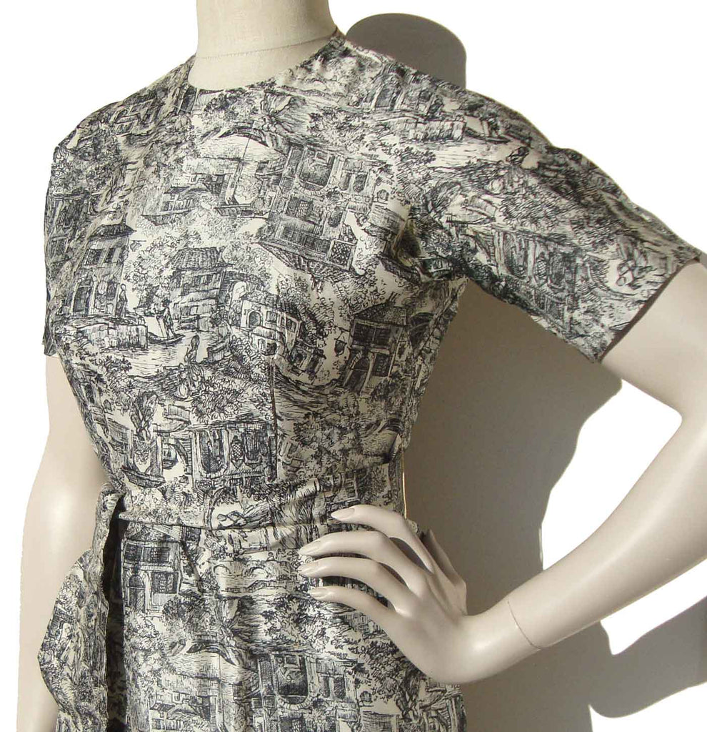 Vintage 60s Sheath Dress B&W Toile Novelty Print XS – Metro Retro Vintage