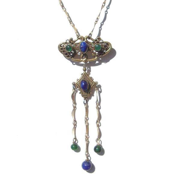Vintage Art Nouveau Style Necklace & Brooch Girandole Drop Choker – Original by Robert