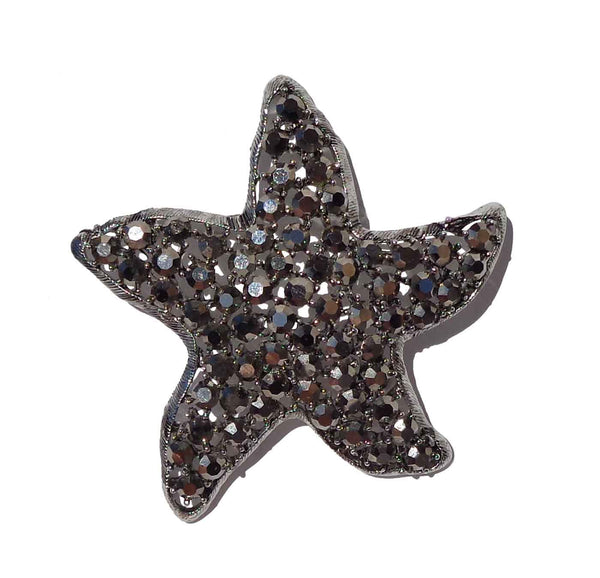 Vintage Weiss Starfish Brooch Hematite Rhinestone Pin