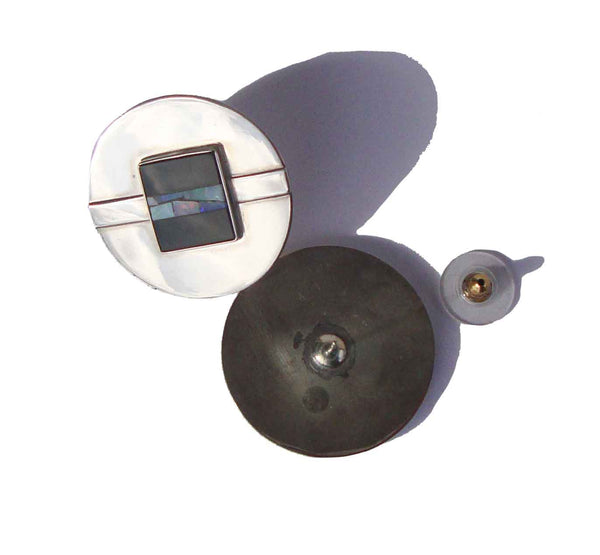 Sterling Silver Opal Button Earrings