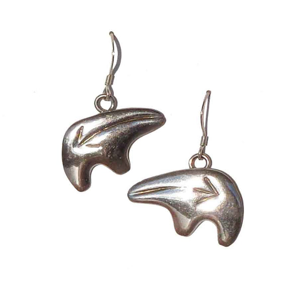 Vintage Bear Earrings Sterling Silver Native American