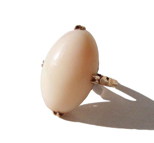 Vintage Solitaire Pink Coral Ring Jewelry