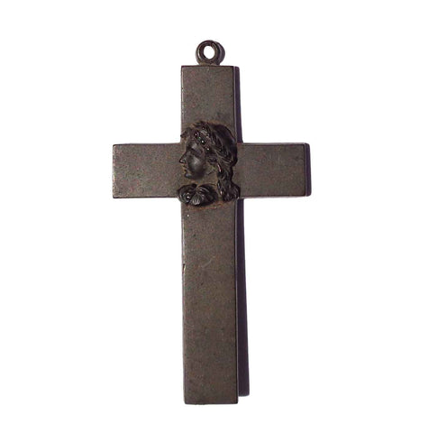 Antique Victorian Vulcanite Cross Pendant Mourning Jewelry
