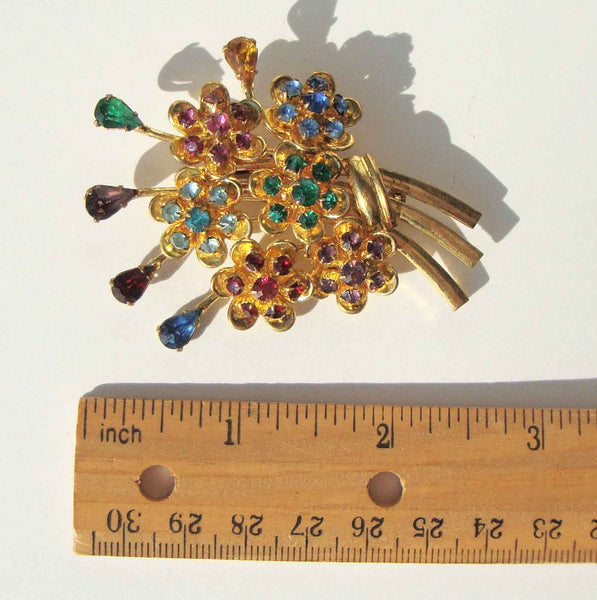 Art Deco Czech Floral Rhinestone Brooch