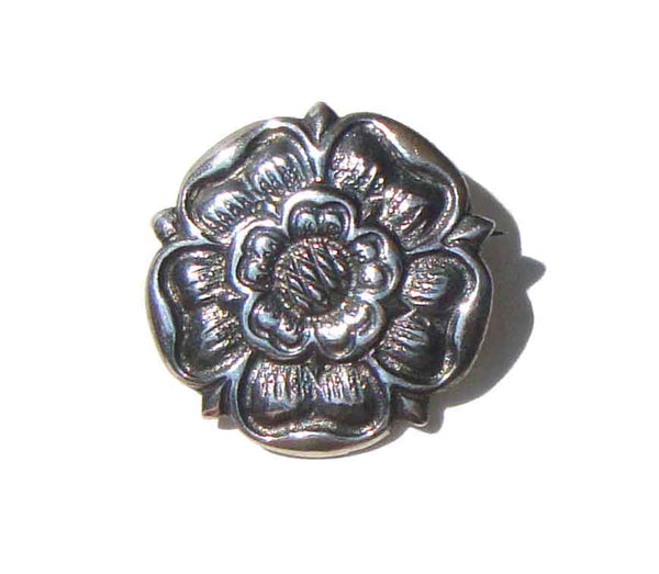 Vintage Norwegian Sterling Silver Trondheim Rose Pin Dragestil Bunad Brooch