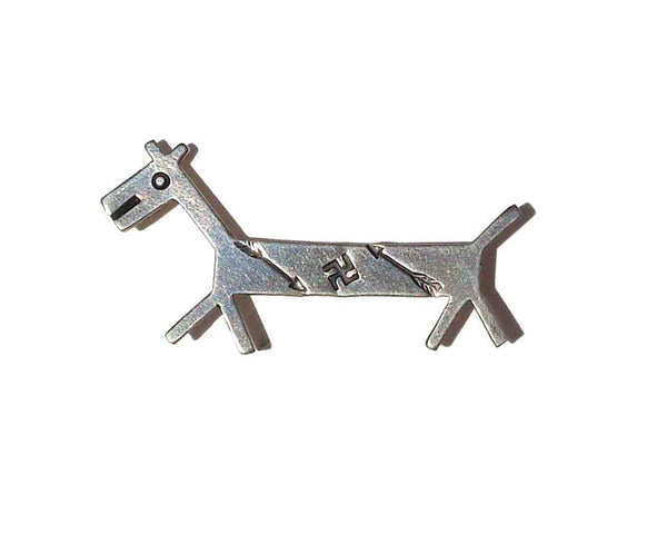 Vintage Fred Harvey Coin Silver Hopi Horse Dog Pin Brooch