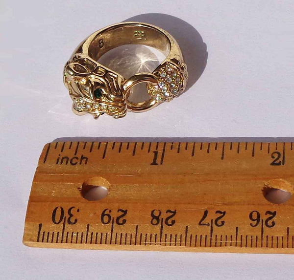 Rhinestone Cougar Ring - Metro Retro Vintage