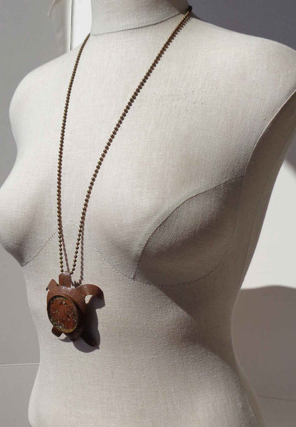 Artisan Copper Turtle Pendant Necklace