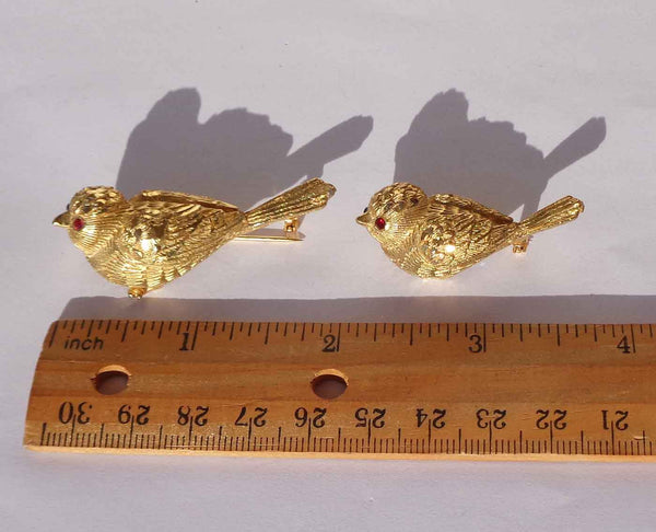 Vintage Gold Finch Bird Brooches