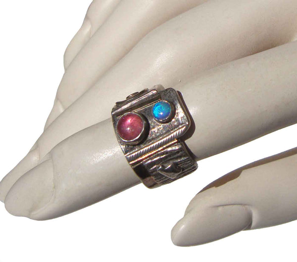 Vintage 18K Gold & Sterling Silver Opal Ring by LYON 