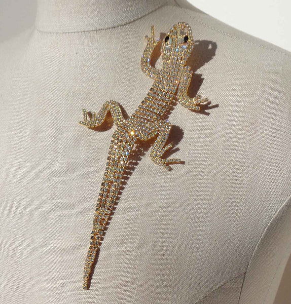 Vintage 80s Butler & Wilson Rhinestone Lizard Brooch Reptile Pin AS IS – Book Piece