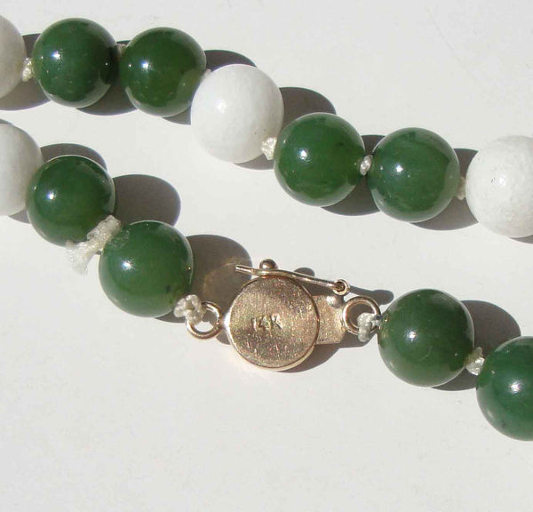 14K Gold Clasp on Jade Necklace