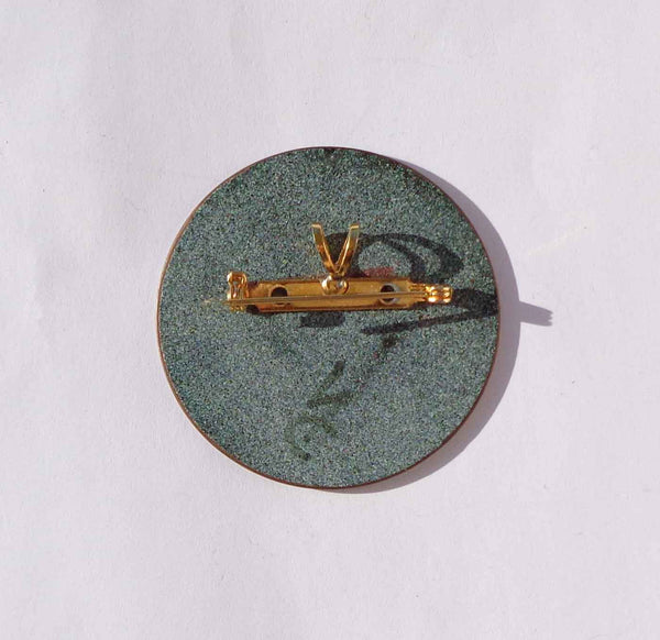 Signed Copper Brooch