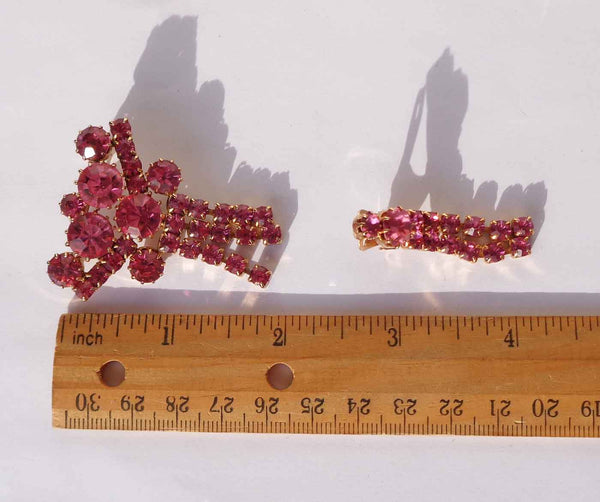 1960s Juliana Pink Brooch Earrings