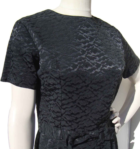 60s Black Damask Top & Skirt Set