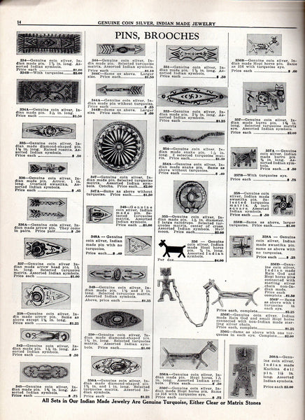 Vintage Fred Harvey Jewelry Catalog Page