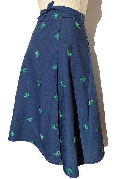 Embroidered Frogs on Skirt