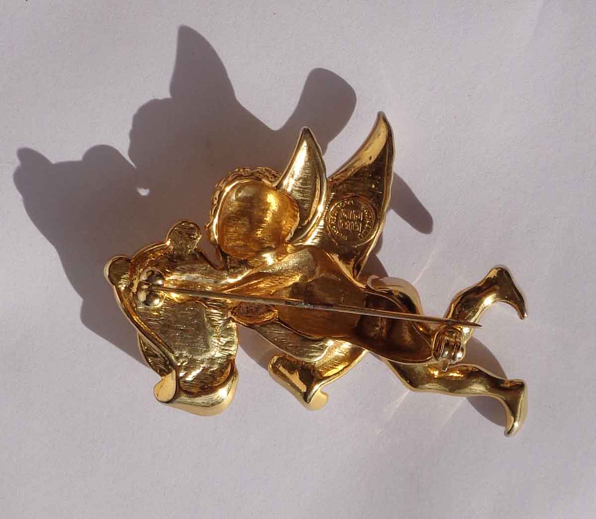 Vintage Givenchy Cherub & Lyre Brooch – Christmas Angel Pin