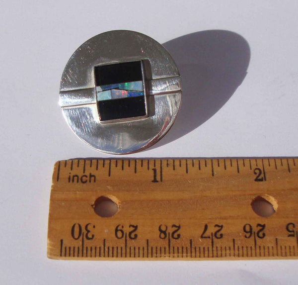 Sterling Silver and Opal Inlay Earrings - Metro Retro Vintage