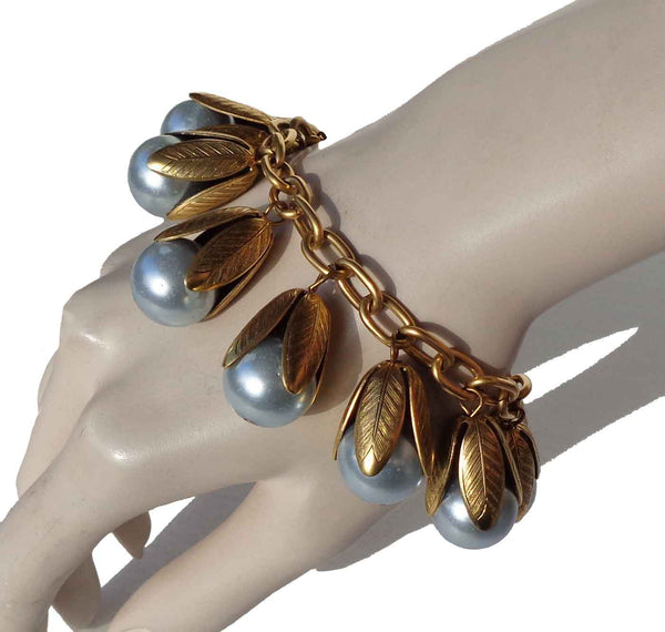 Blue Gray Pearl Bracelet