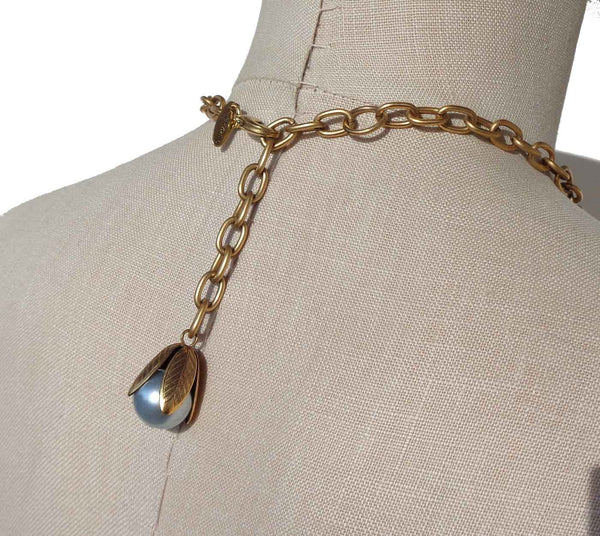 Vintage Pearl Back Charm Necklace