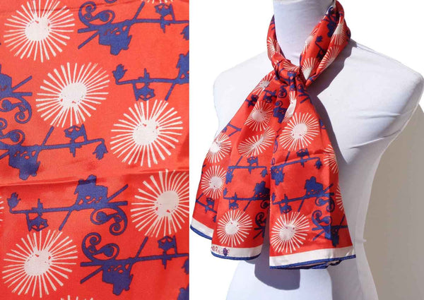 Vintage 60s Vera Scarf Red Floral Rectangular – Ladybug Logo