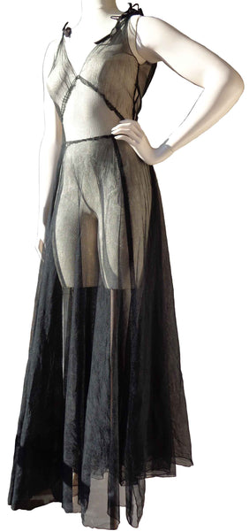 50s Black Tulle Overdress