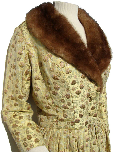50s Dressing Gown with Mink Collar