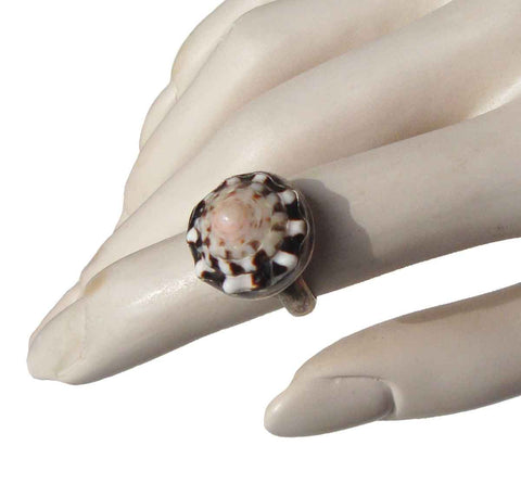 Vintage Sterling Silver & Spiral Shell Ring Mexico - Adjustable