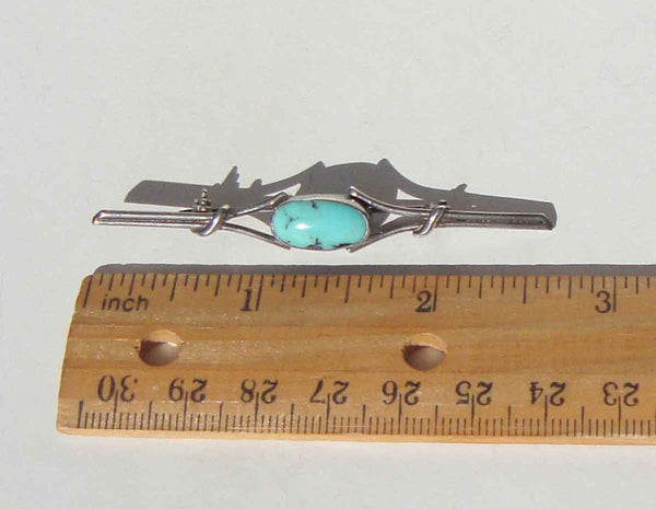 Vintage Handmade Sterling Silver & Turquoise Brooch