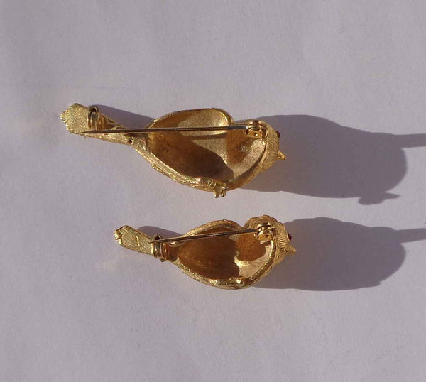 Set of 2 Vintage Bird Pins