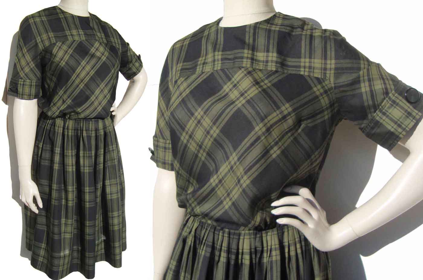 Dark green plaid dress sales