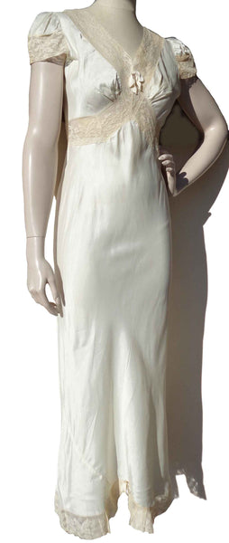 40s Rayon Satin Bias Nightgown