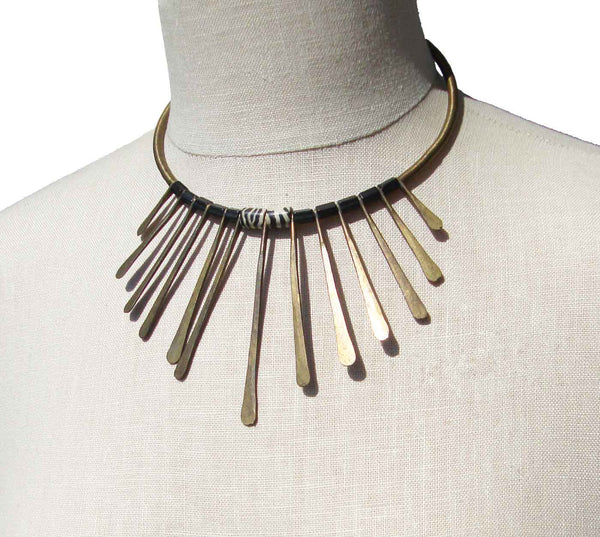 Hand Hammered Brass Spike Collar