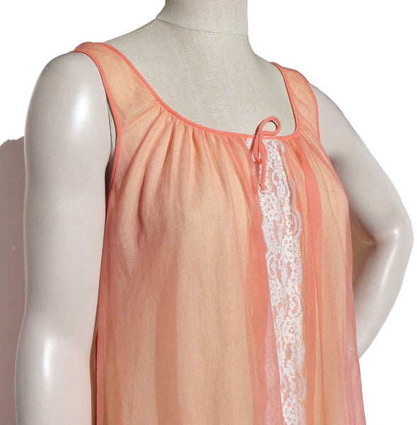 50s Orange Chiffon Nightgown