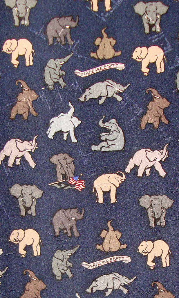 Vintage Nicole Miller Silk Scarf Elephants GOP 42 x 42 Inches